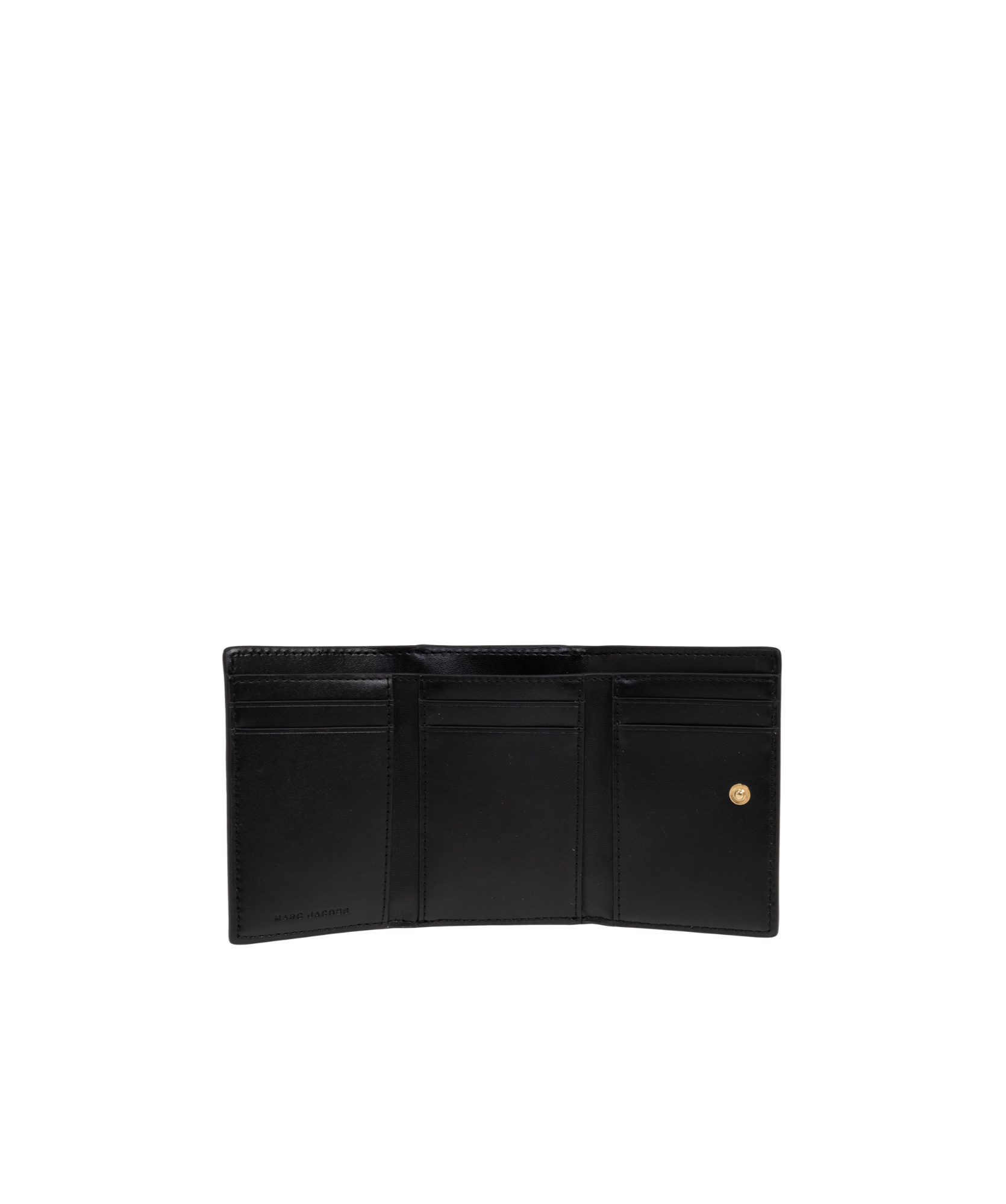 Marc Jacobs The Wallet Trifold Black Wallet With Engraved Logo On The Front In Hammered Leather Woman In Black