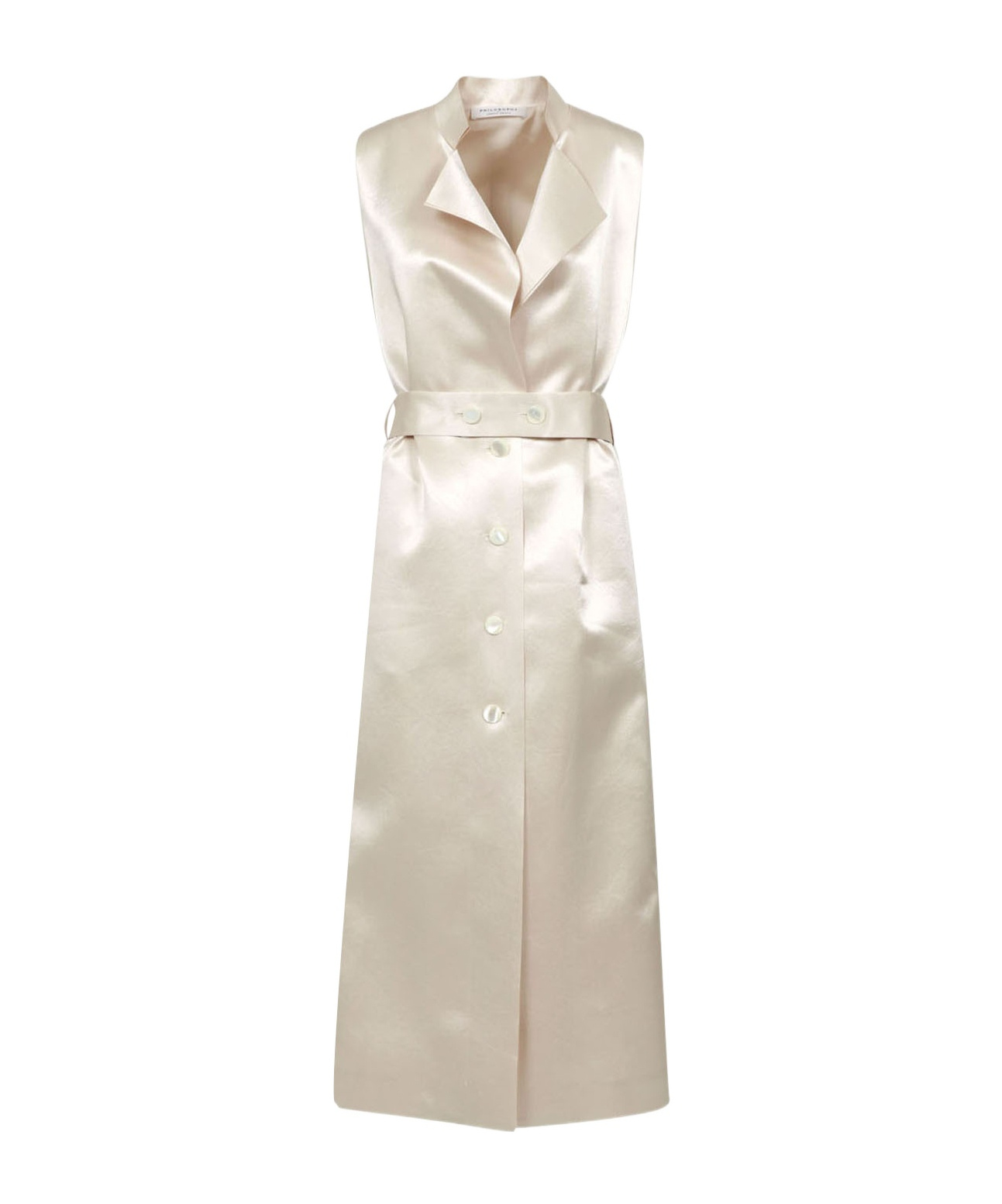 Philosophy Di Lorenzo Serafini Sleeveless Long Casual Jacket In Metallic