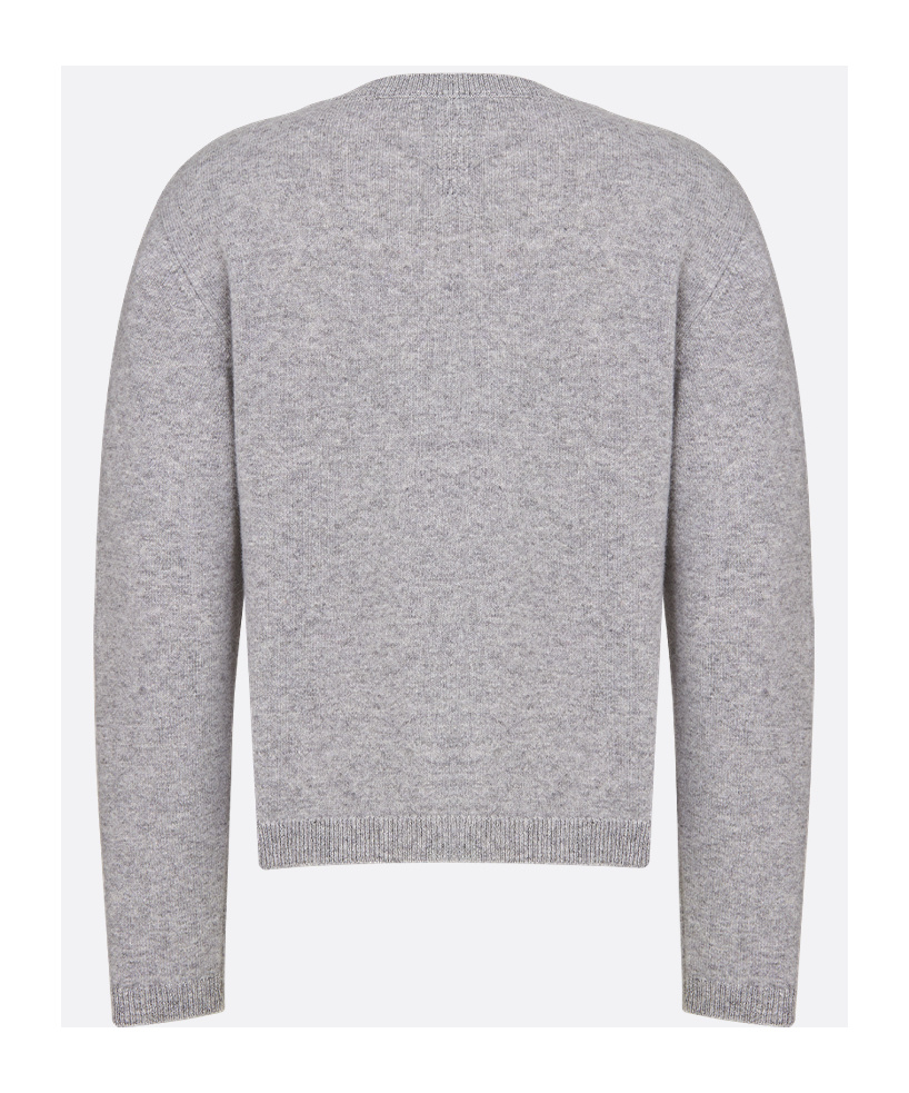 Dior Long-sleeved Cashmere Sweater In Gray