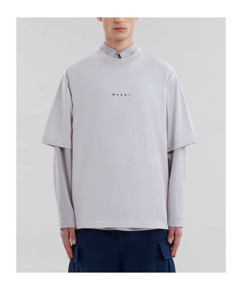 Marni Logo-print Cotton T-shirt In Gray