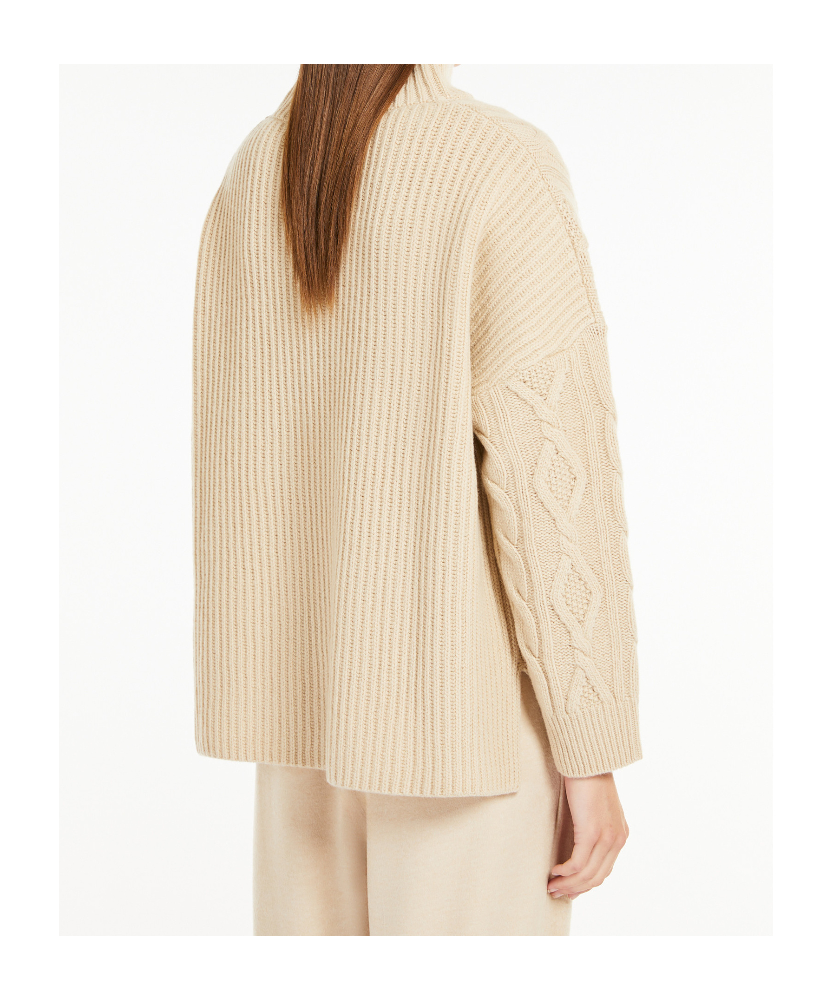 Weekend Max Mara Veneto Cable Knit Sweater In Nude