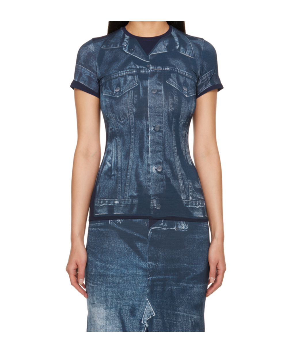 Jean Paul Gaultier Blue Trompe L'œil T-shirt In Blue