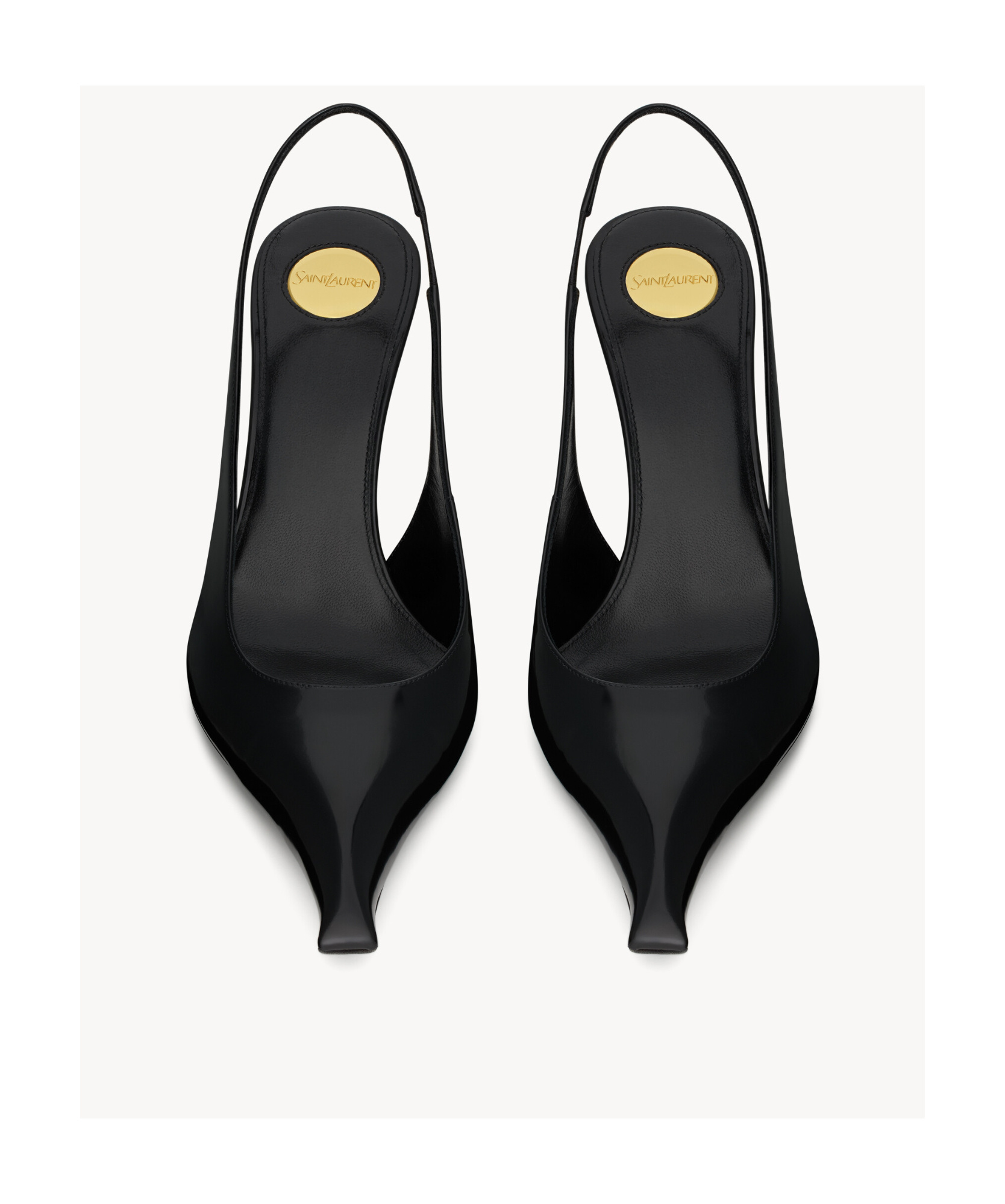 Saint Laurent Pointed Toe Glazed Leather Wedges With Transparent Heel In Black