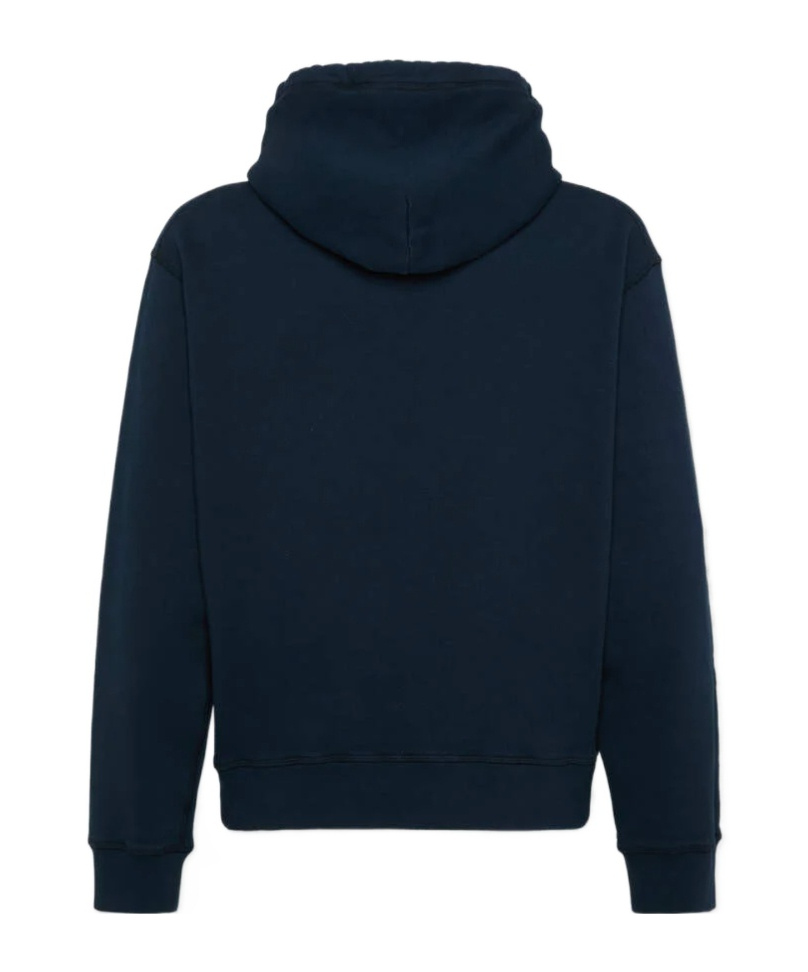 Dsquared2 Black Hoodie With Drawstring Hood In Blue