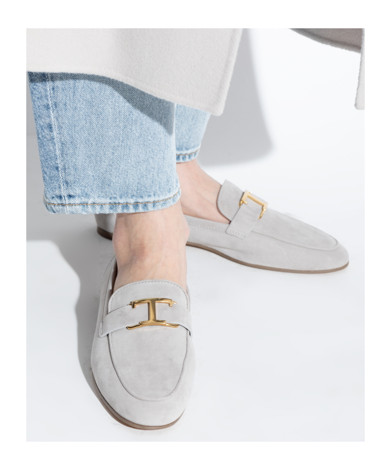 Tod's Leather Loafers In Gray
