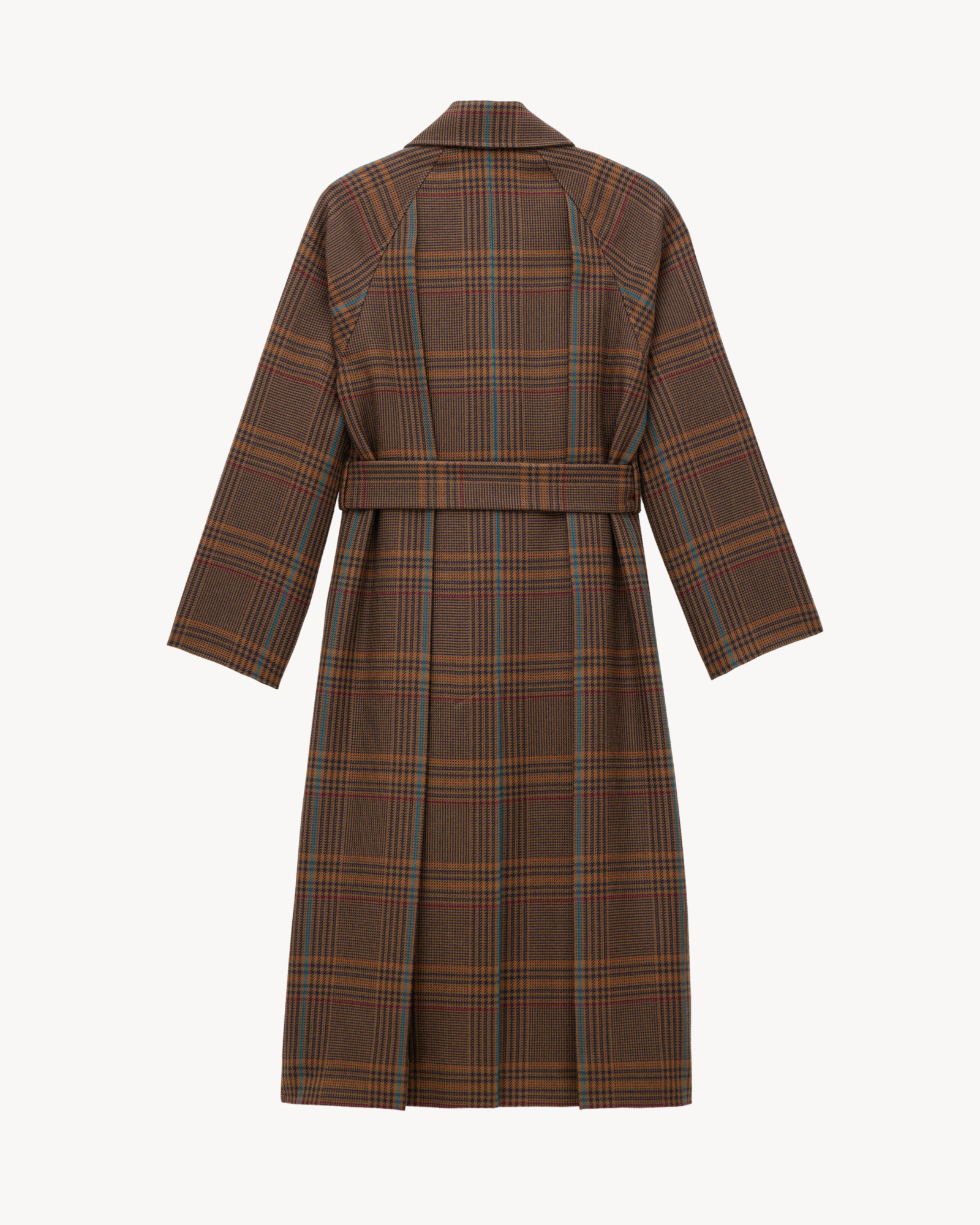 Saint Laurent Long-sleeved Coat In Brown