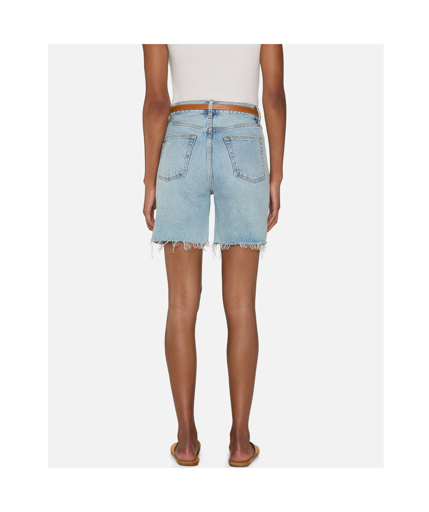 Frame Frayed Denim Shorts In Gray