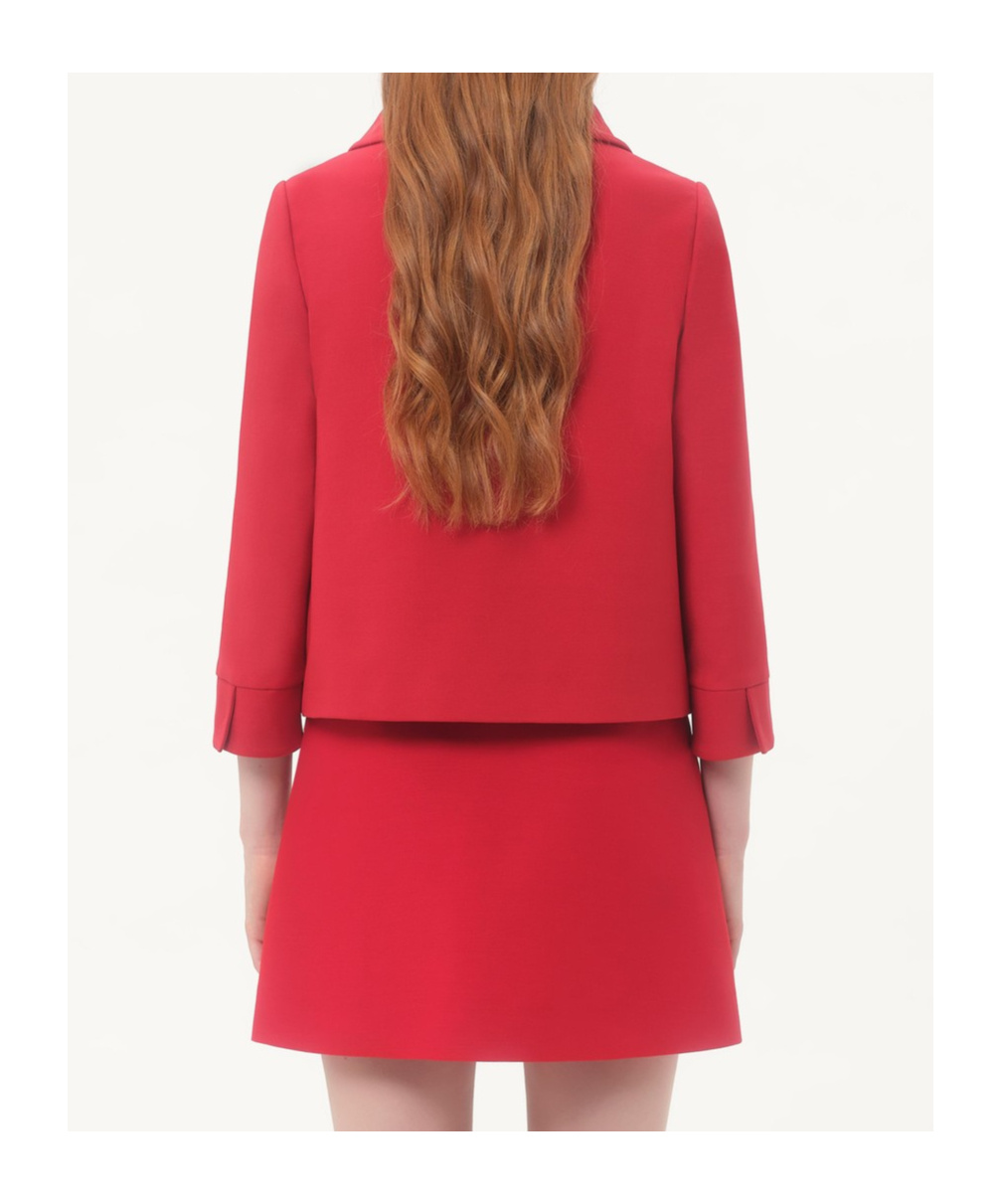Valentino Womens Paris Heart-button Relaxed-fit Wool And Silk Jacket In Red