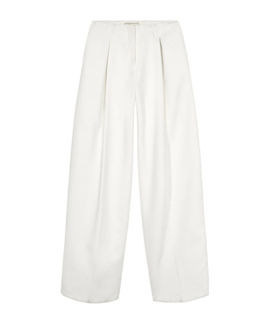 Blumarine Pleated Wide-leg Trousers In White