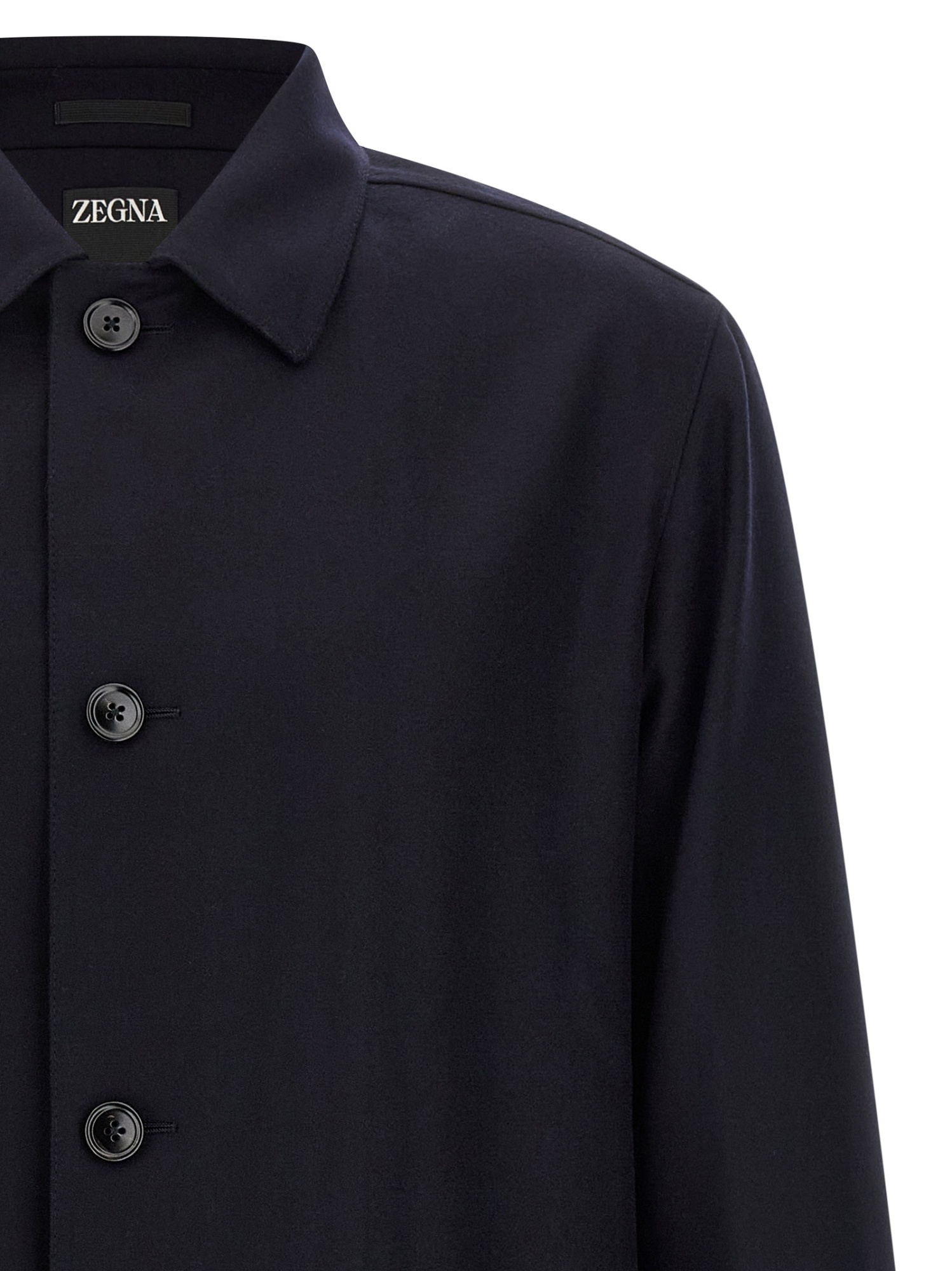 Zegna Overshirt With Collared Design And Pockets In Black