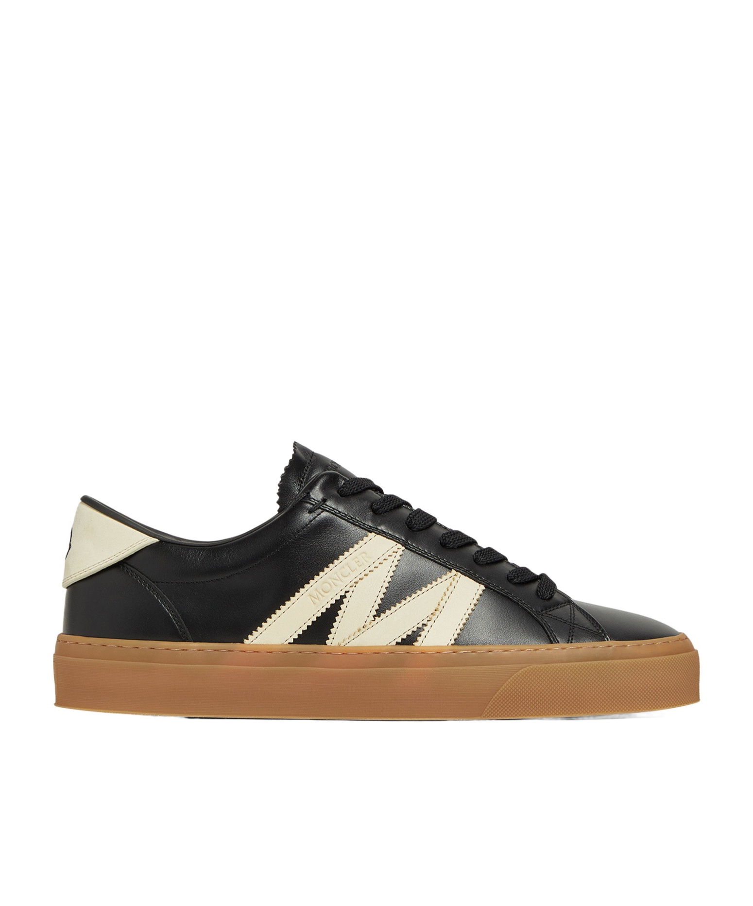 Moncler Monaco2 Low-top Leather Sneakers In Brown