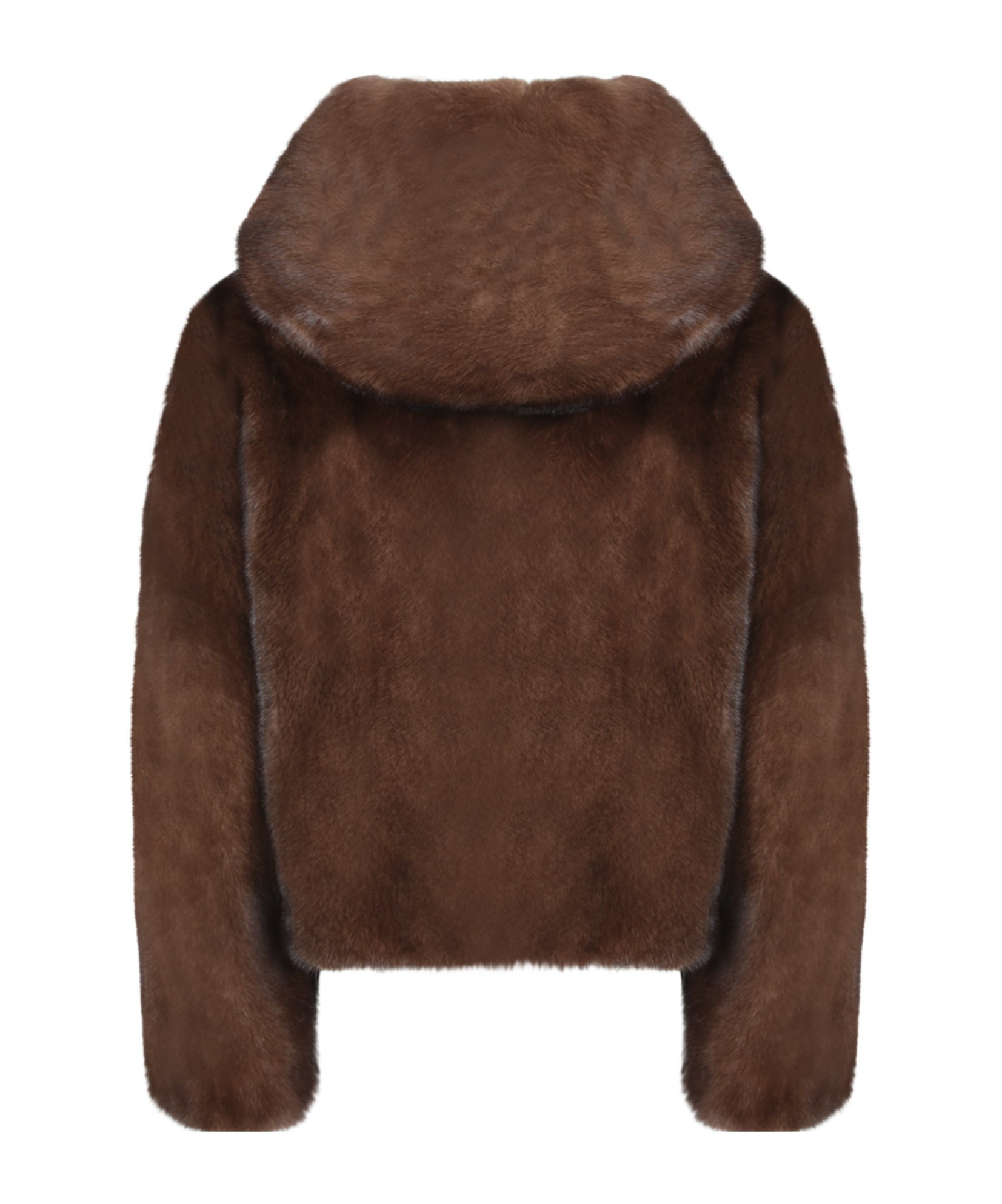 Yves Salomon Hooded Coat In Brown