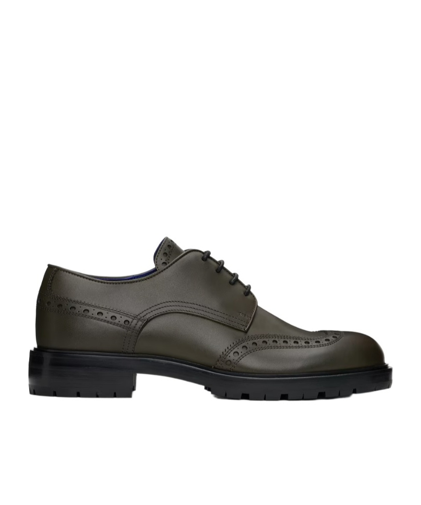 Burberry Soho Leather Brogues In Green