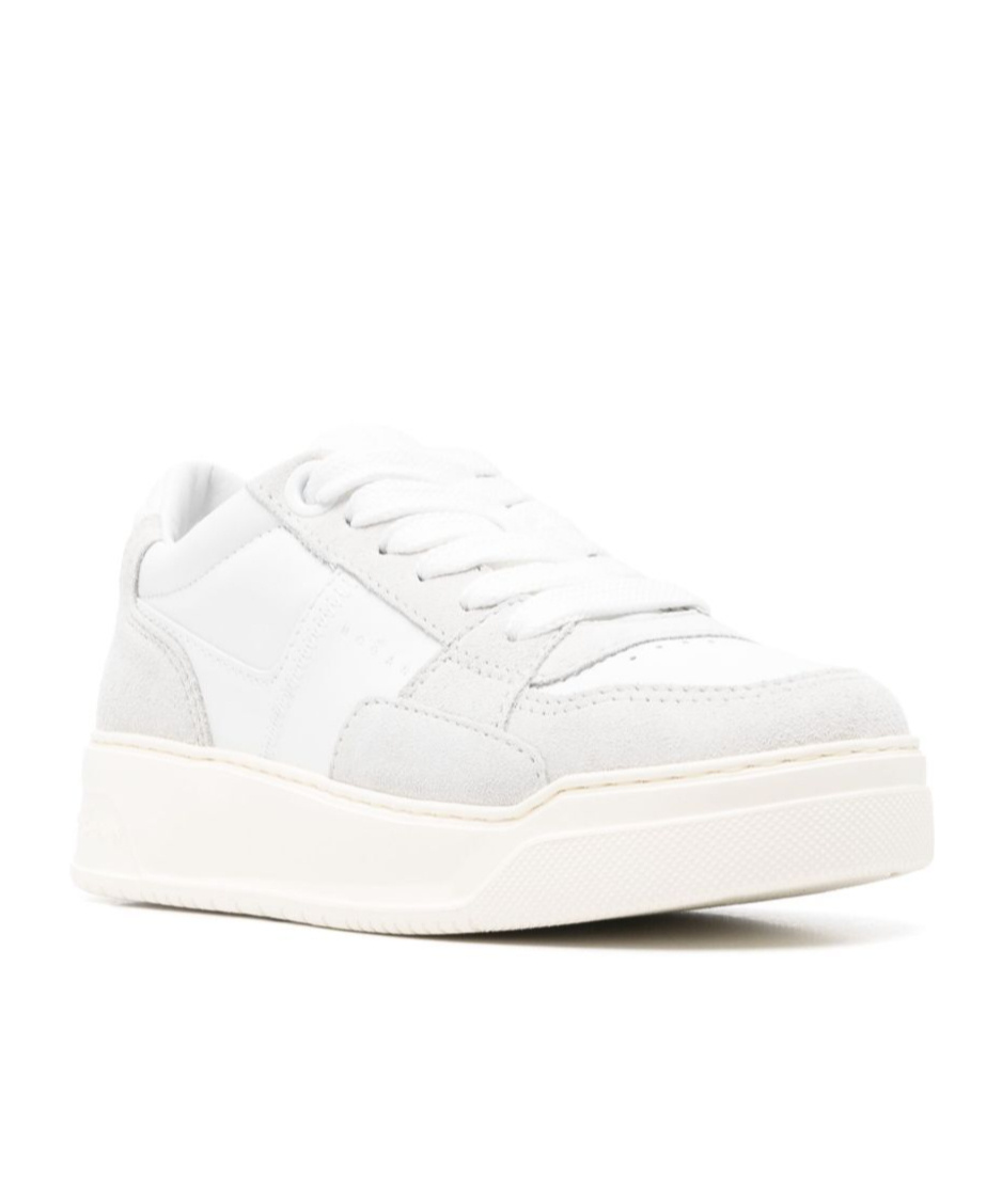 Hogan Perforated Toe Rubber Sole Suede Panels Sneakers In White