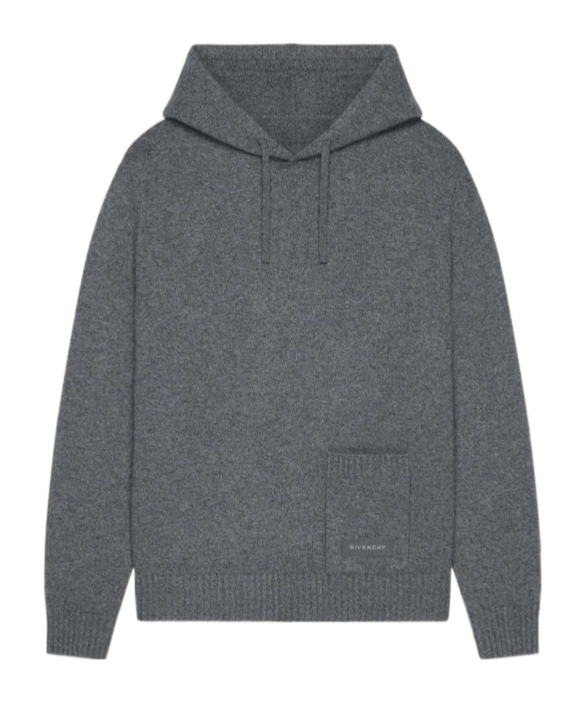 Givenchy Hoodie In Cashmere Knit In Gray
