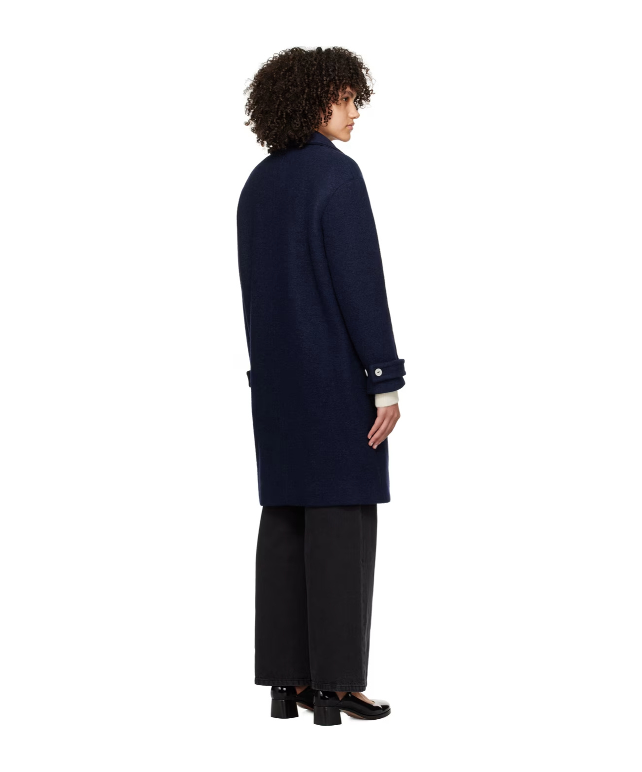 Apc Double-breasted Coat In Black