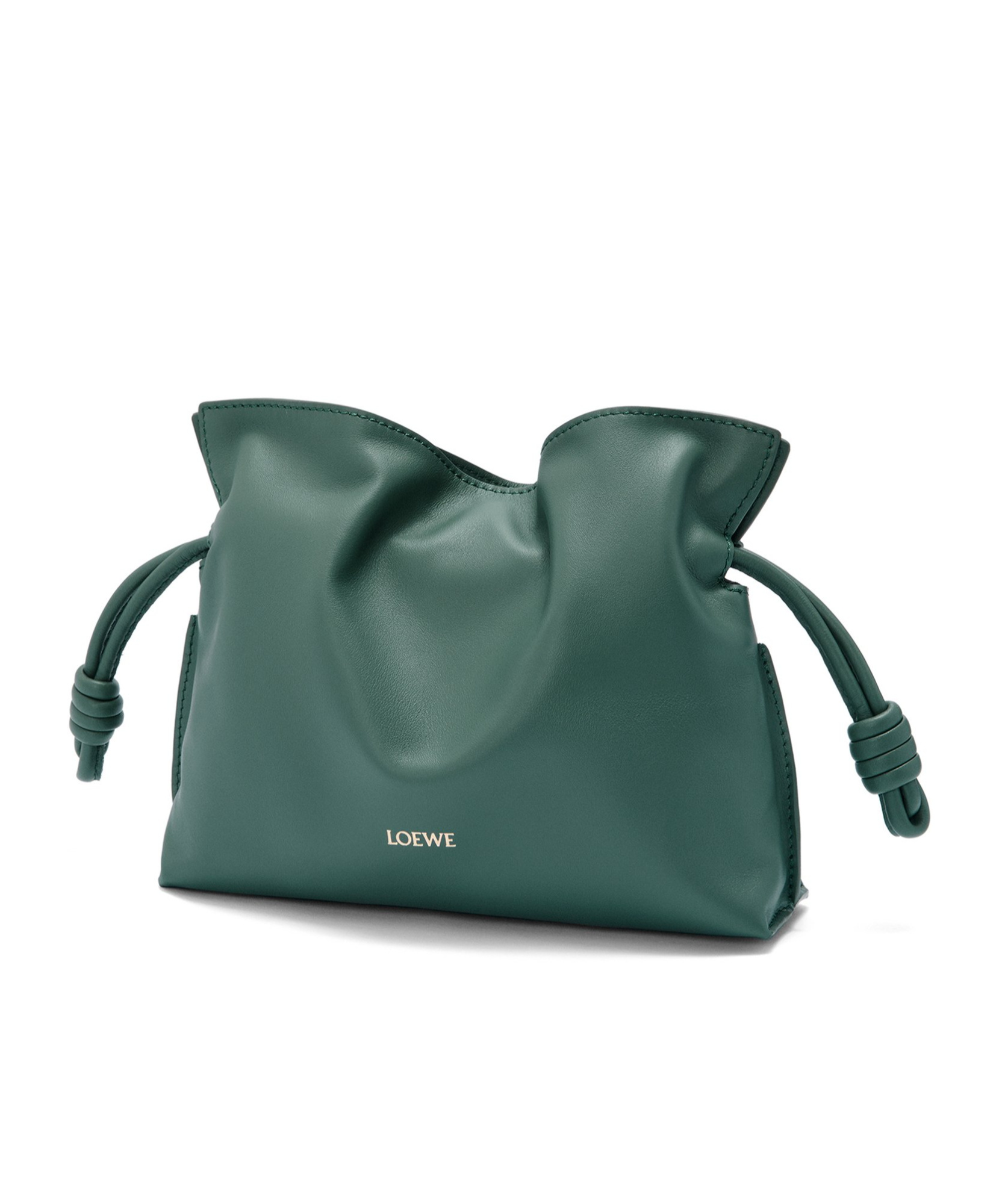 Loewe Medium Leather Flamenco Purse In Green