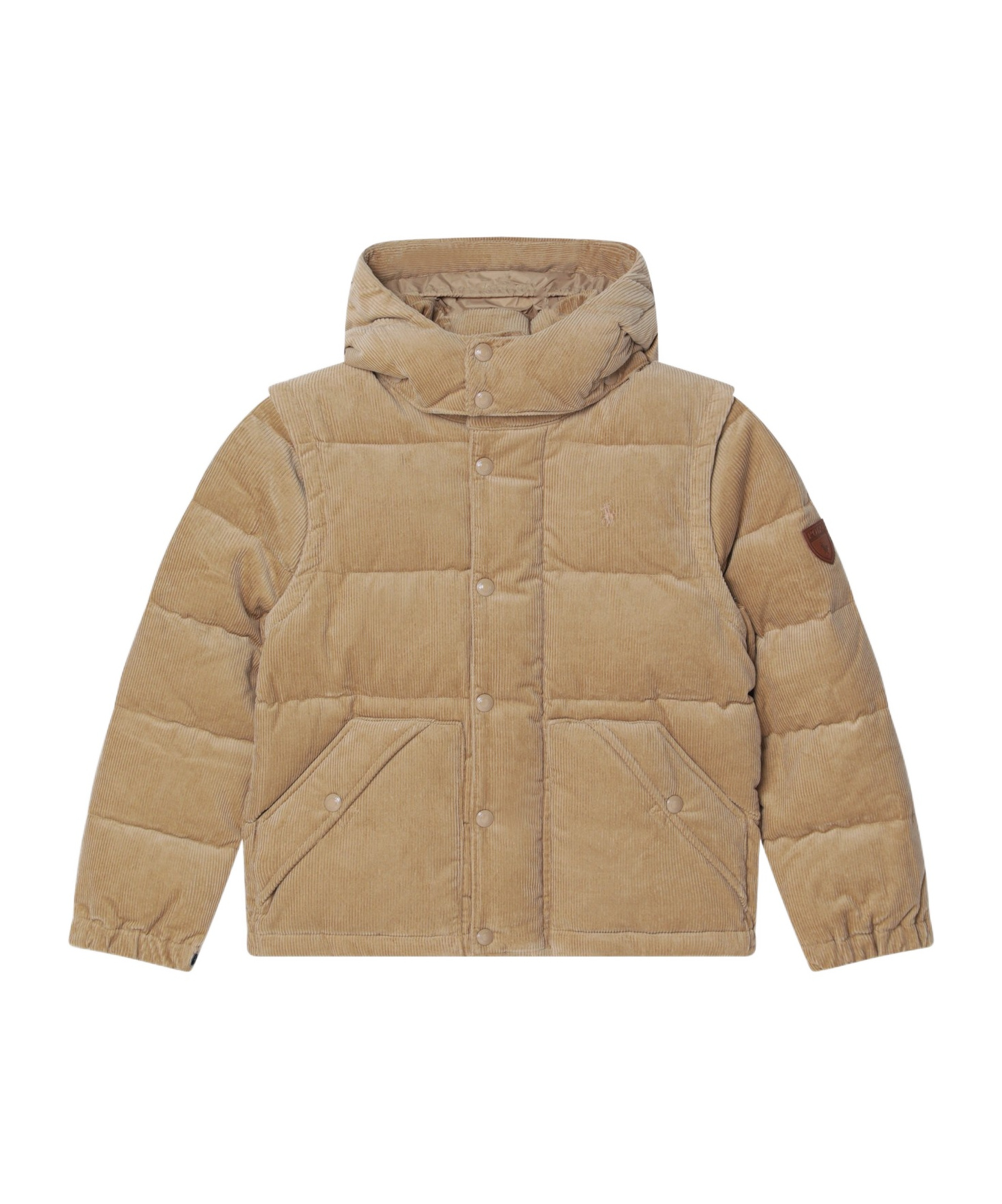 Polo Ralph Lauren Convertible Corduroy Down Jacket In Neutral