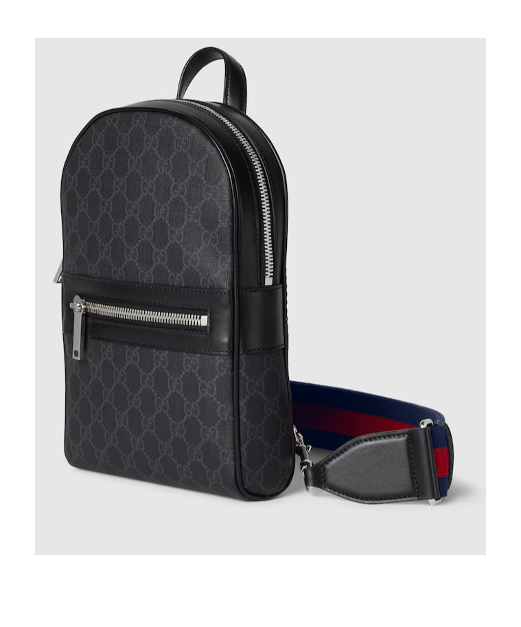 GUCCI MONOGRAM-PATTERN LEATHER BACKPACK 