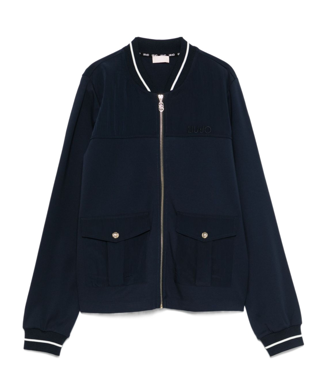 Liu •jo Logo-embroidered Bomber Jacket In Black