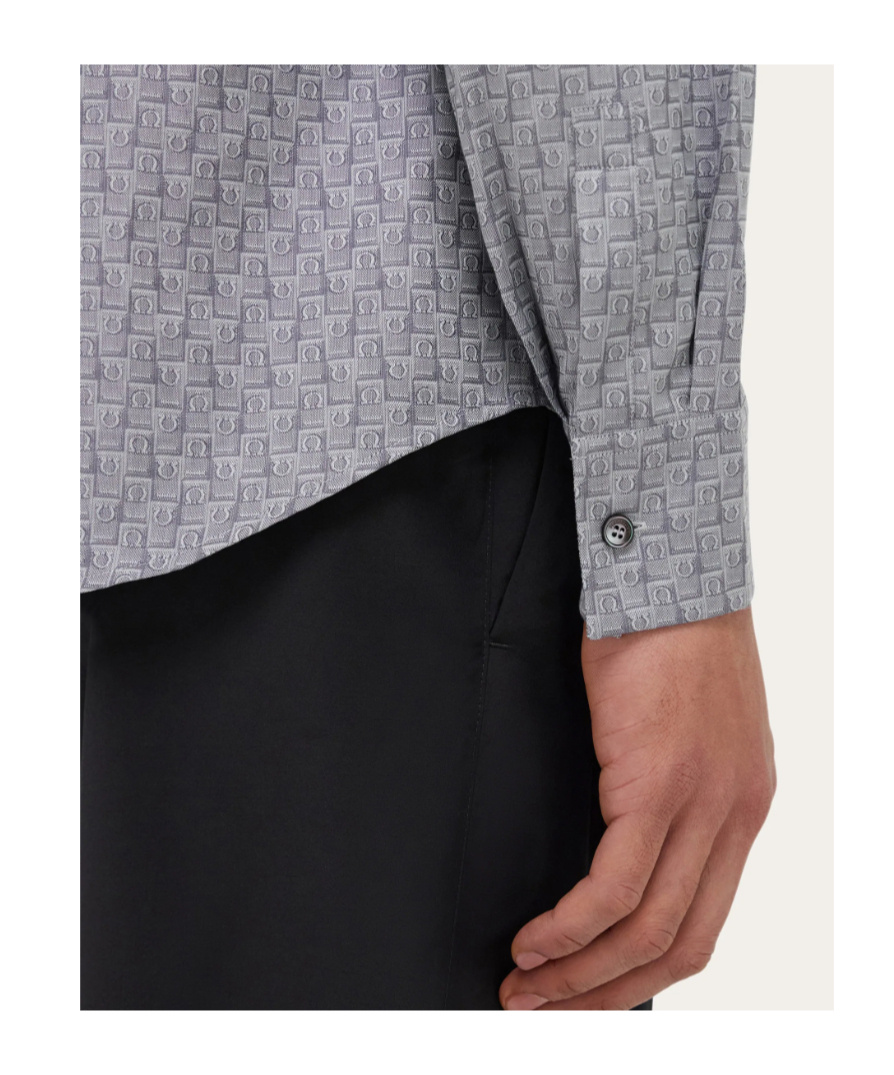 Ferragamo Monogram Shirt In Gray
