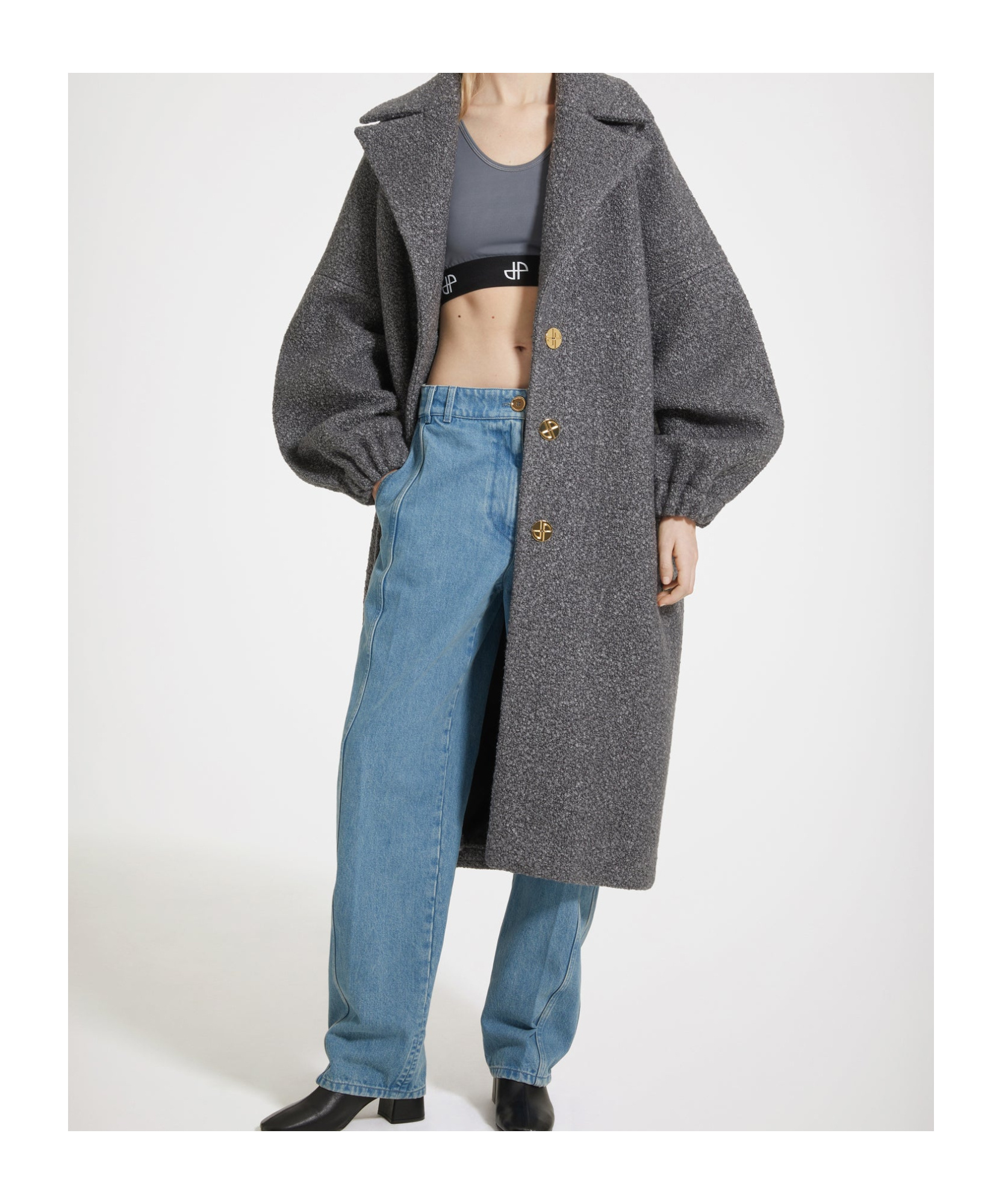 Patou Voluminous Coat With Long Sleeves. In Gray