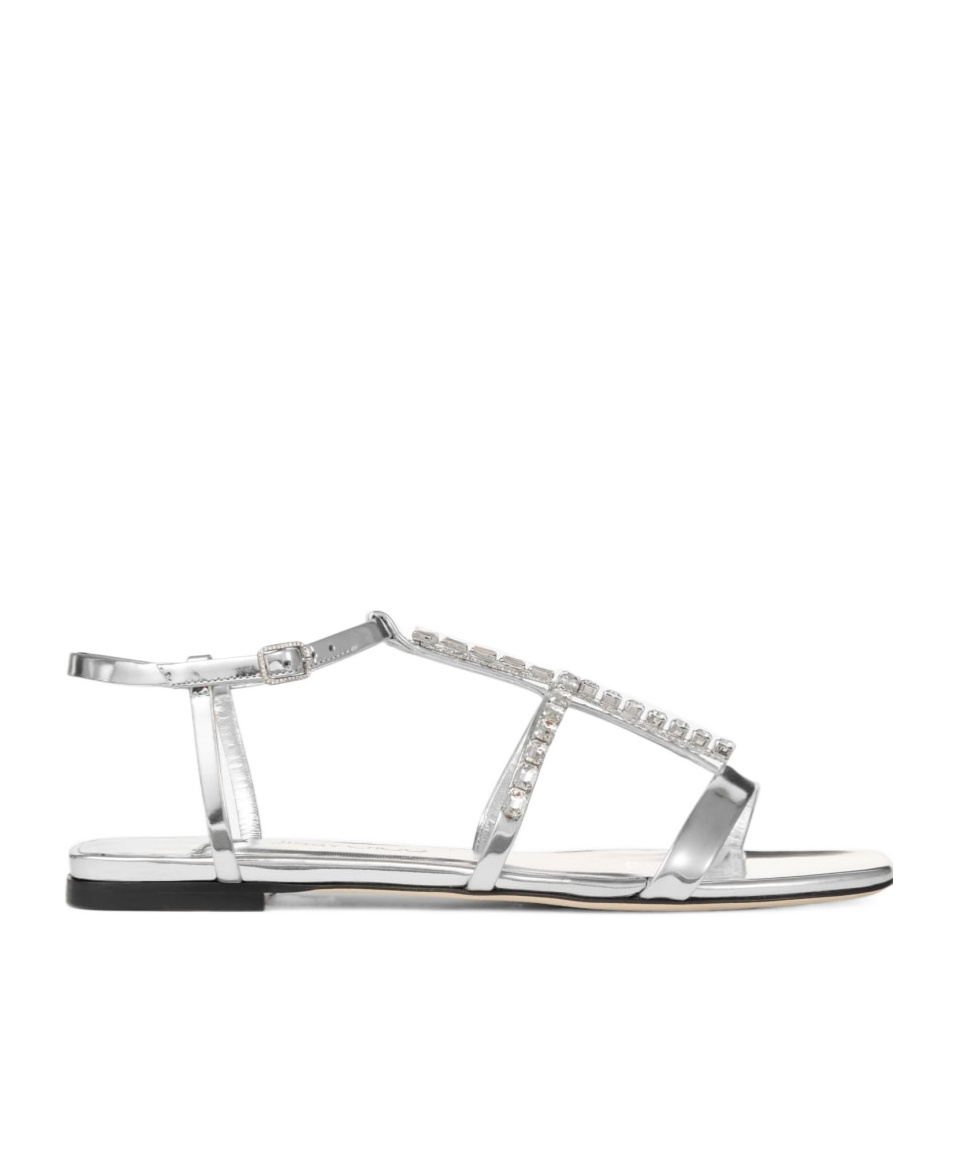 Jimmy Choo Gwyn Metallic Leather Flat Sandals In Multi