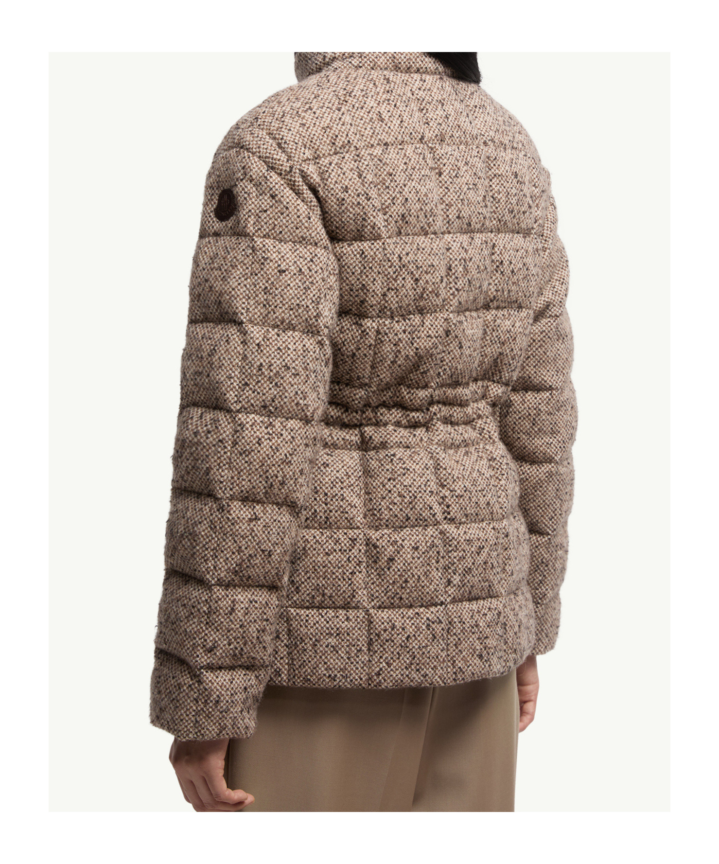 Moncler Antigony Wool Blend Short Down Jacket In Black