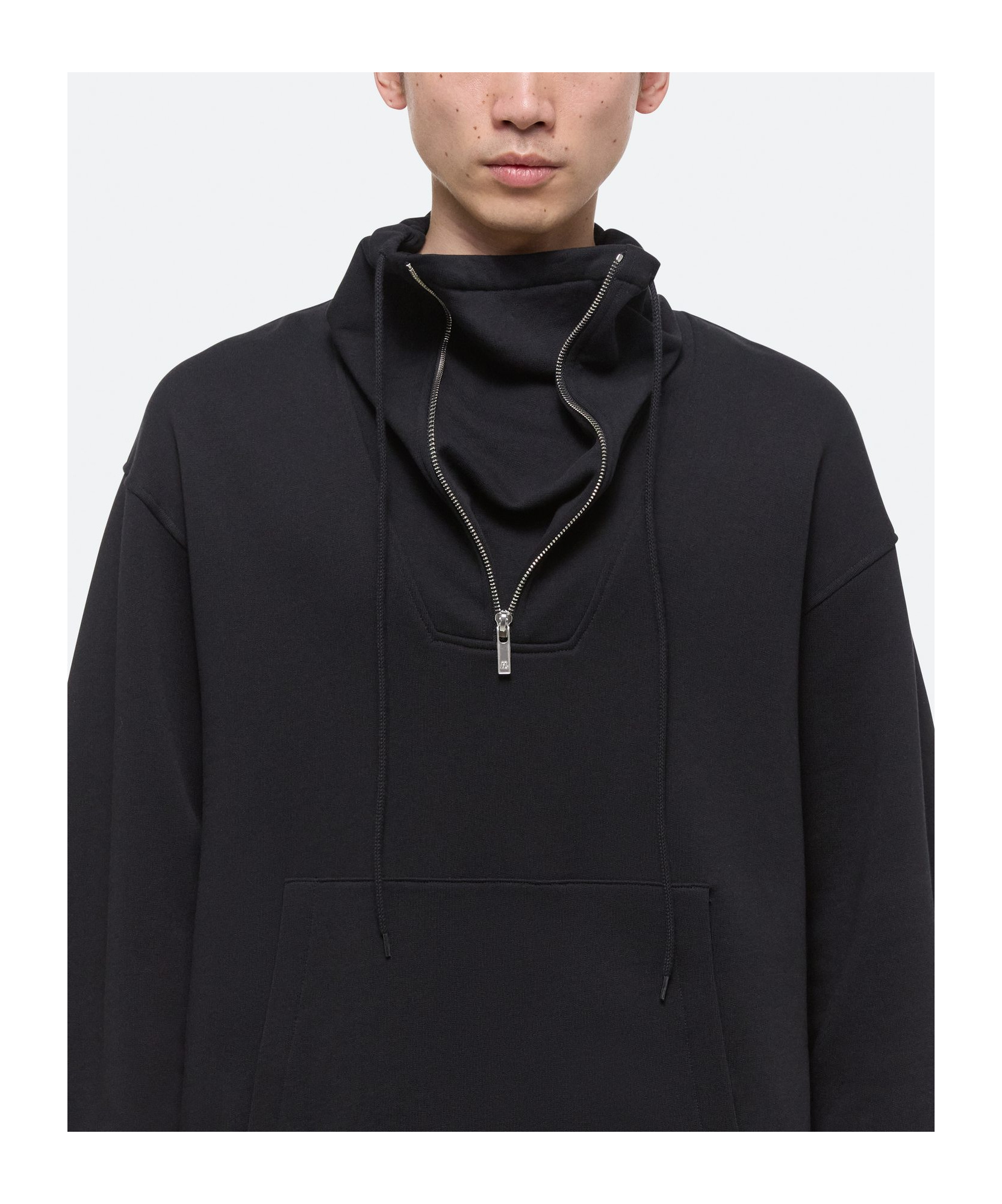 HELMUT LANG DRAWSTRING STAND-UP COLLAR SWEATSHIRT 