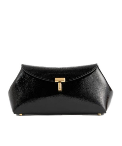 Totême T-lock Naplack Mini Clutch Bag In Black