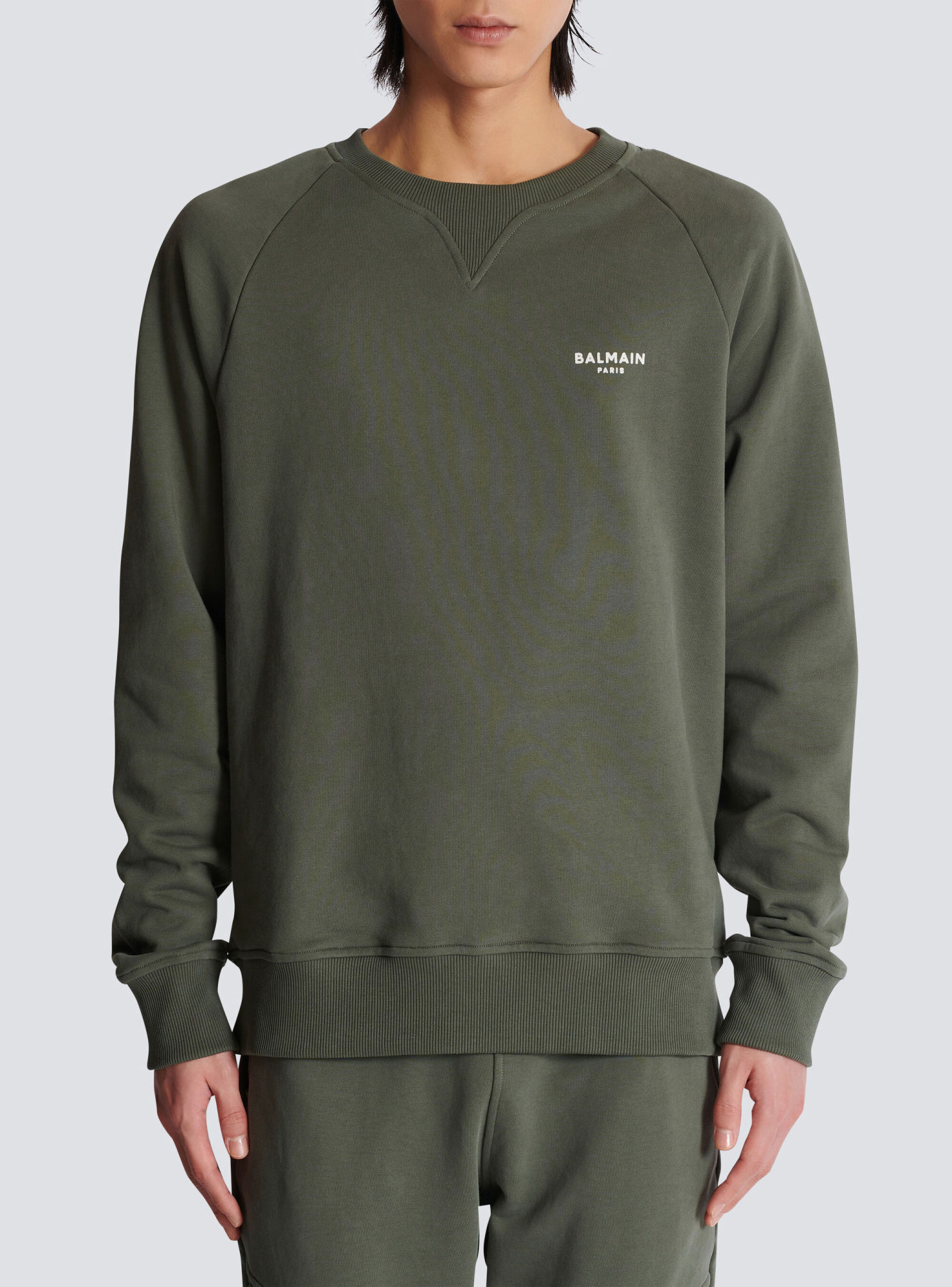 Shop Balmain Paris Flocked Sweatshirt In Black