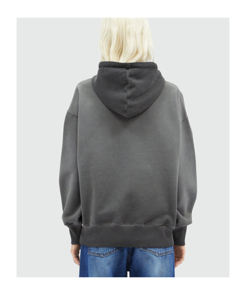 Shop Msgm Logo-print Cotton Hoodie In Gray