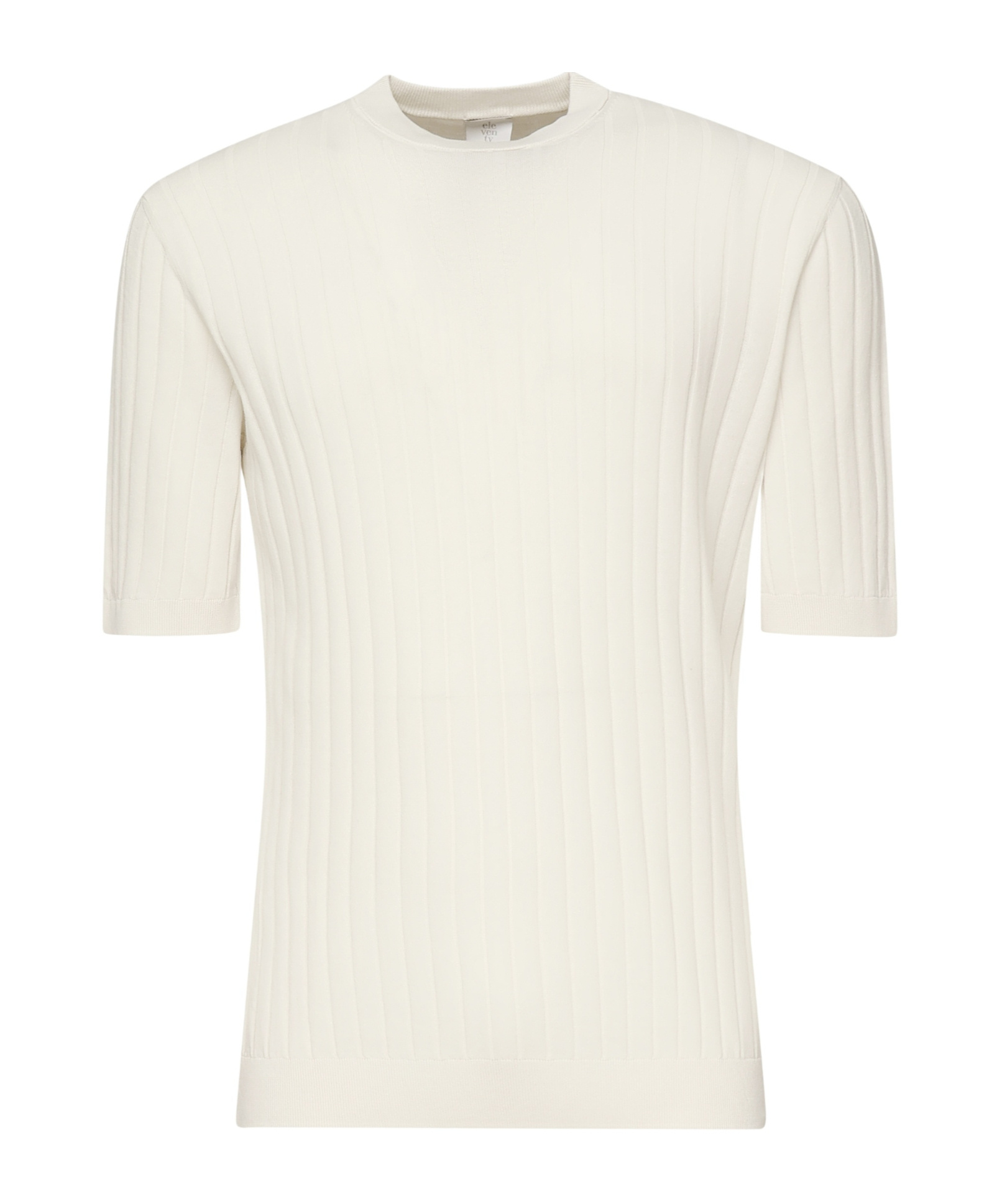 Eleventy Sand Ribbed Crew Neck T Shirt In Neutral