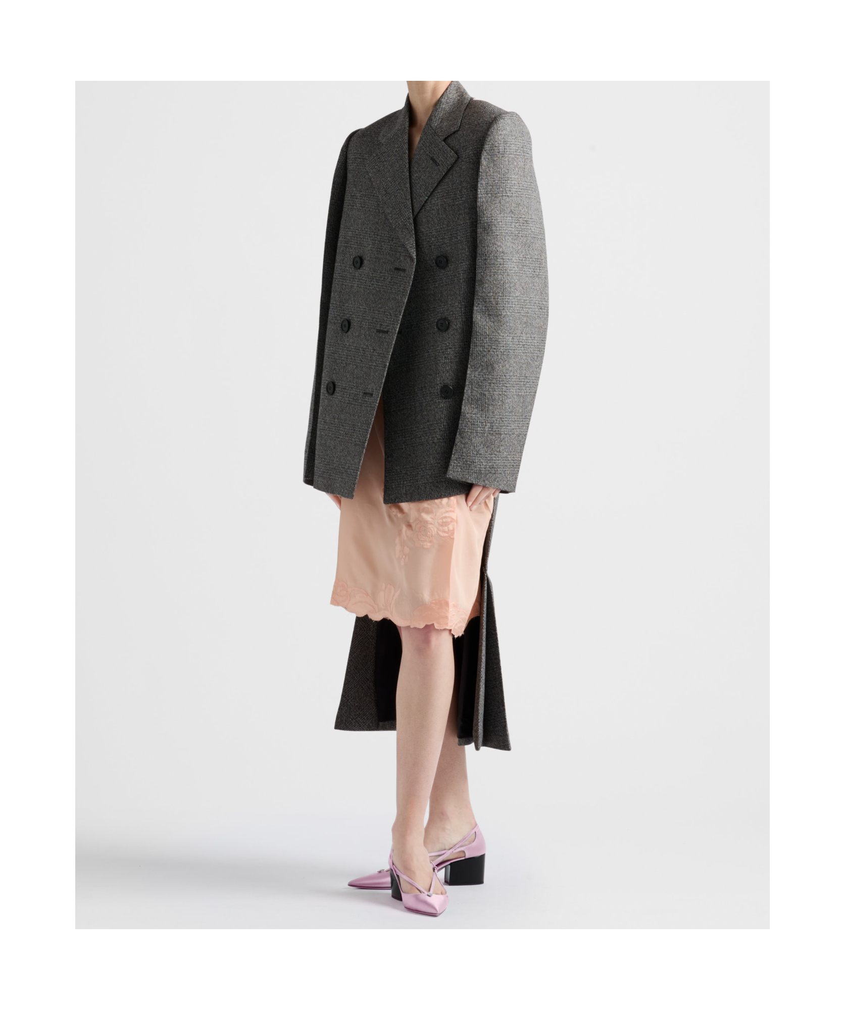 Prada Rock Aus Bestickter Habutai-seide In Nude