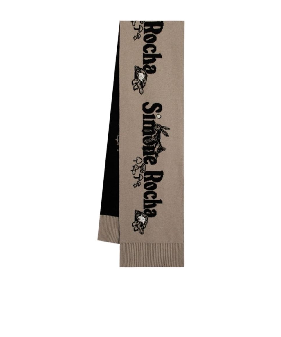 Simone Rocha Long Graphic Logo Knit Scarf In Brown