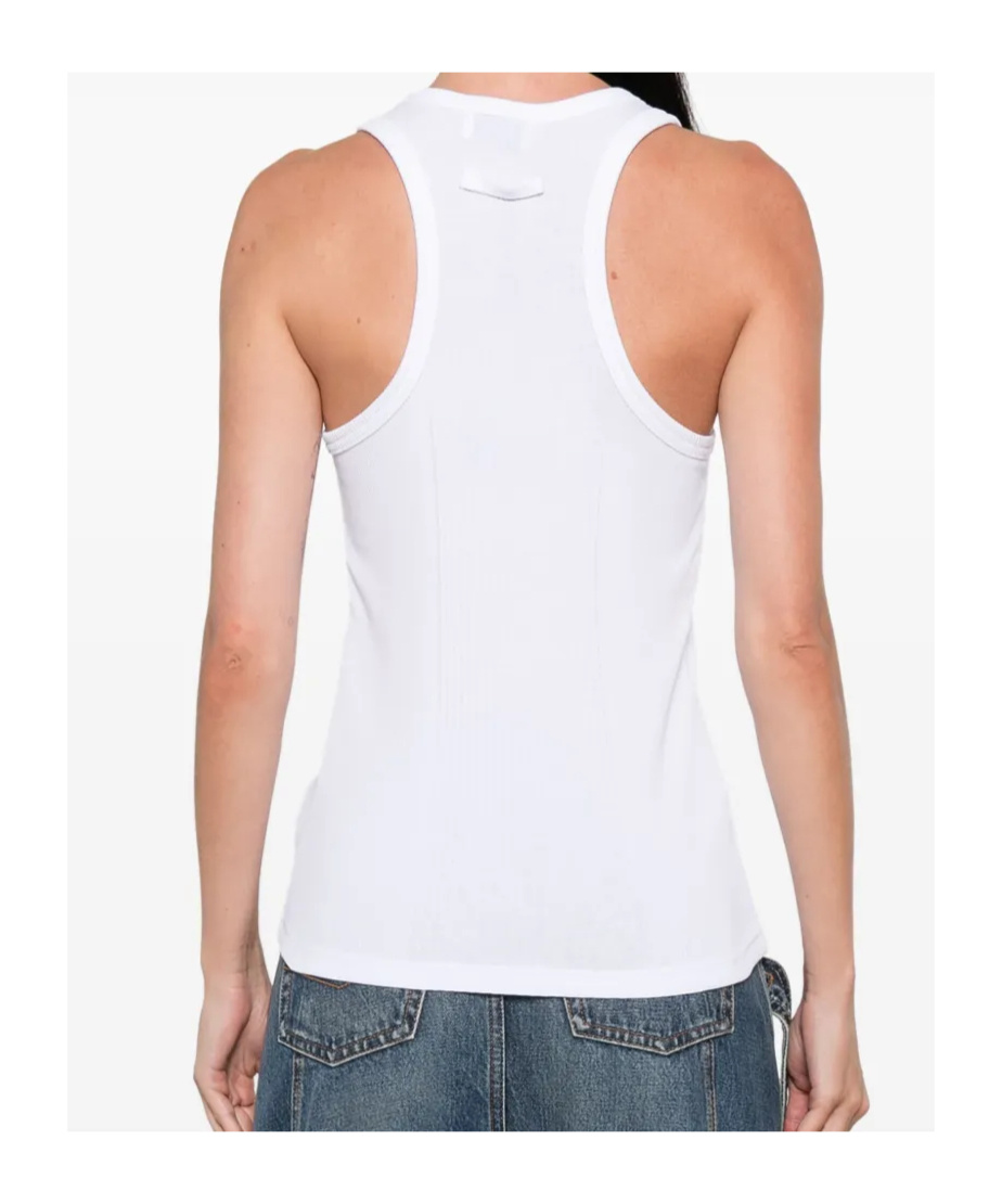 Jean Paul Gaultier Ribbed Texture Scoop Neck Sleeveless Top In White