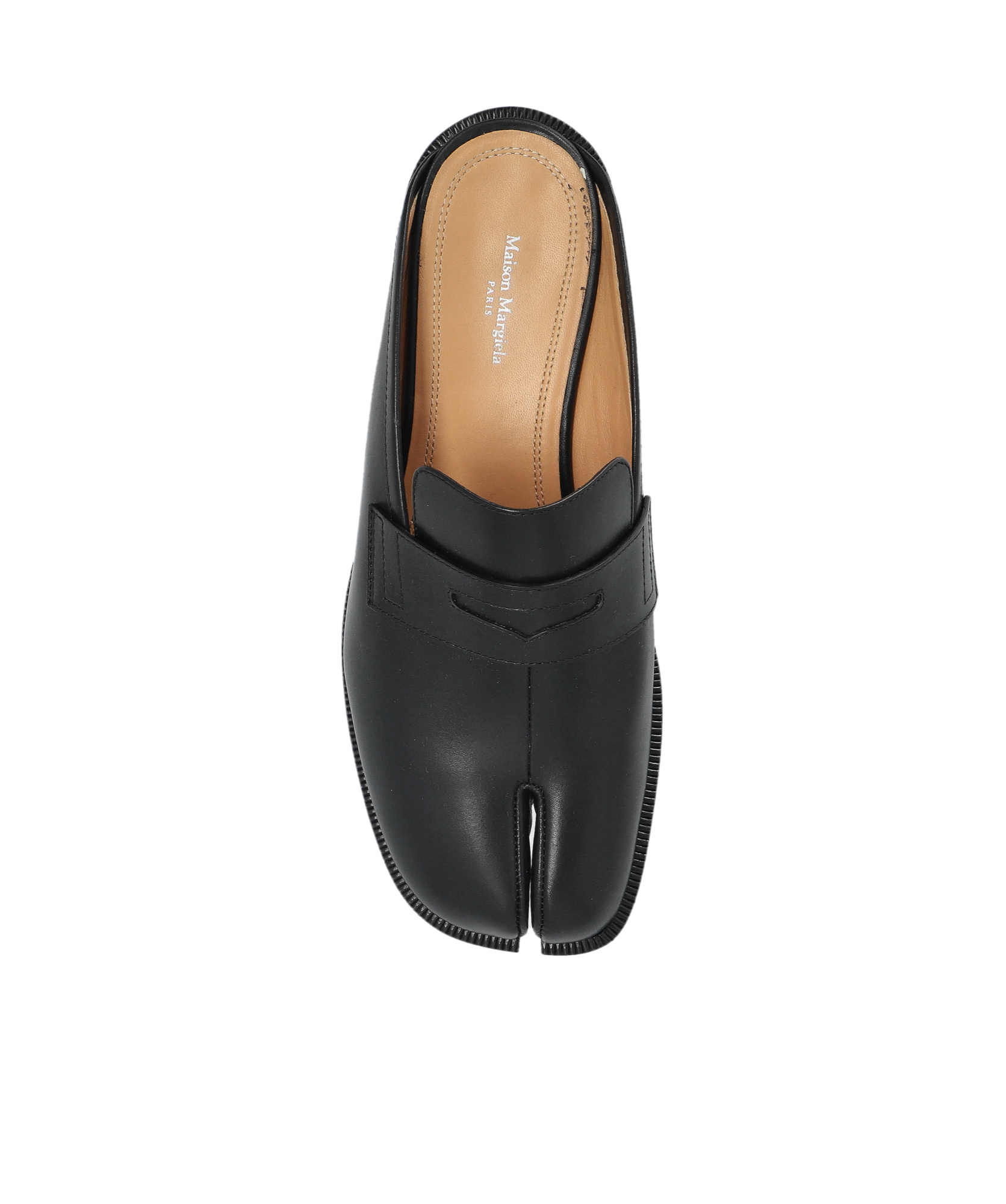 Maison Margiela Tabi City Calf Leather Flat Mules In Black