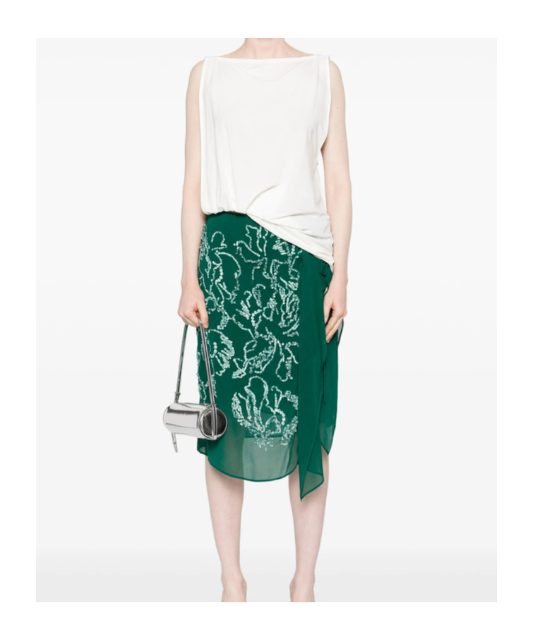 Shop Dries Van Noten Patterned Skirt In Emerald Green