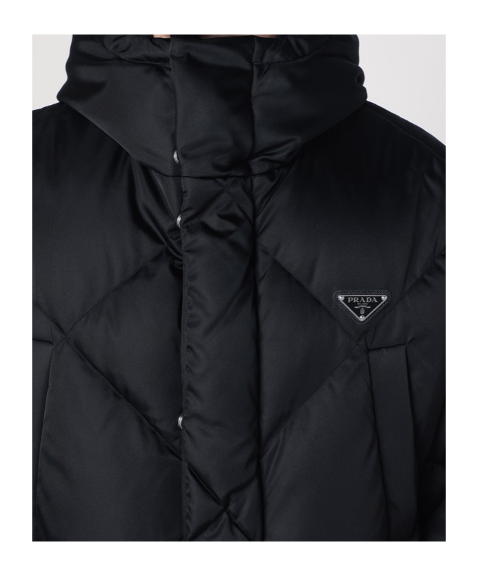 Prada Black Down Jacket In Re-nylon In Black
