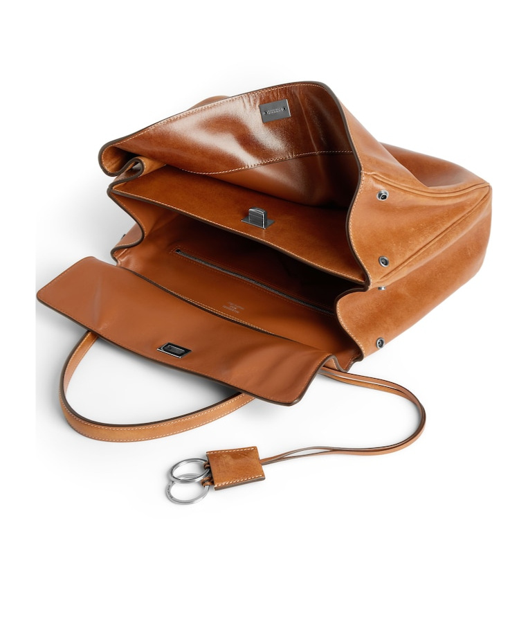 Balenciaga Rodeo Medium Leather Top-handle Bag In Brown
