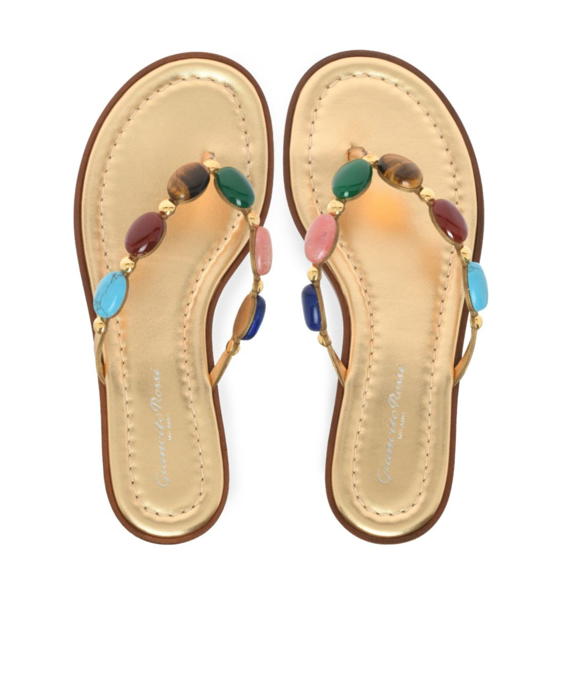 Gianvito Rossi Stone-detailing Metallic Flip Flop In Brown