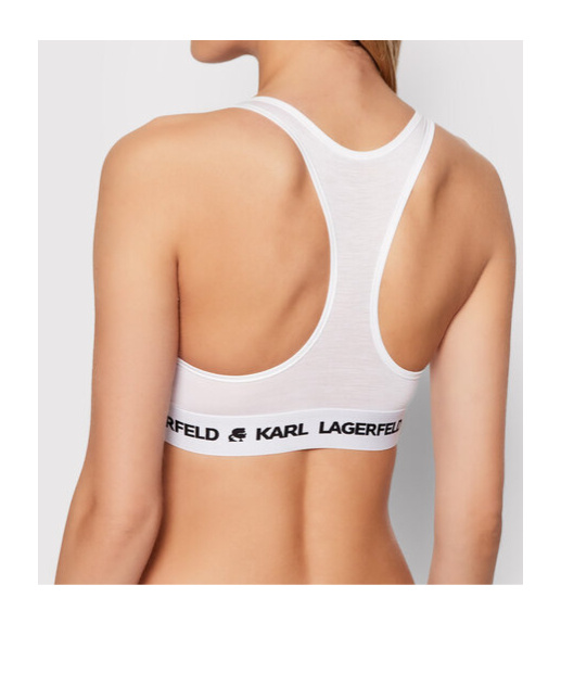 Karl Lagerfeld Logo Band Sports Bra In White
