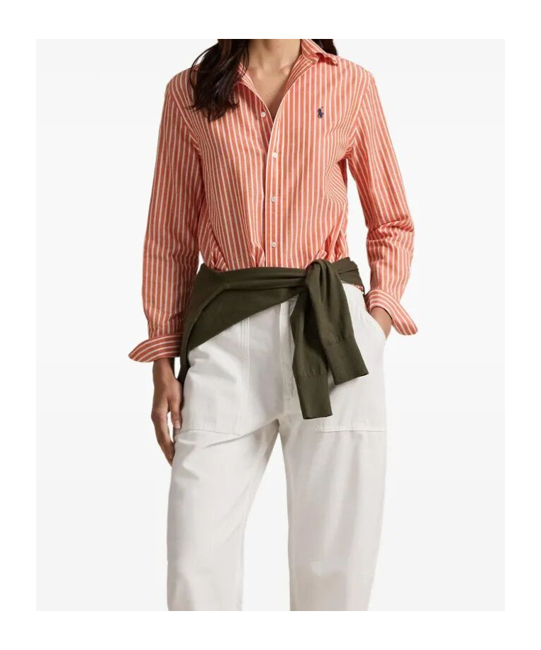 Polo Ralph Lauren Striped Button-down Shirt In Orange
