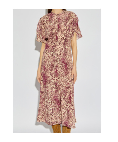Shop Isabel Marant Keany Short-sleeve Midi Dress In Nude