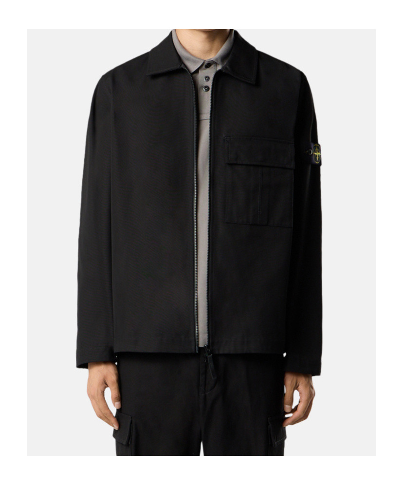 Stone Island Comfort-fit Overshirt With Gusseted Chest Pocket In Black
