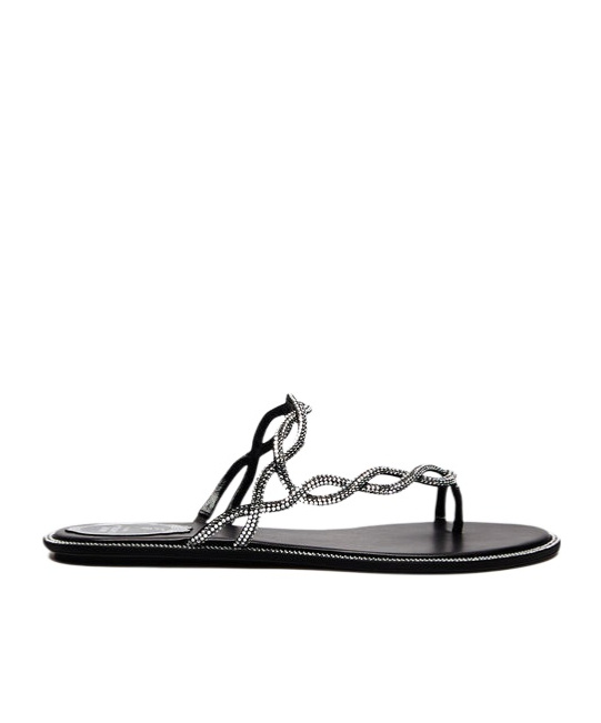 René Caovilla Rene Caovilla Black Flat Braid Sandal 10 In Black