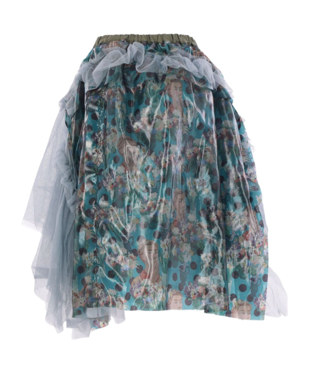 COMME DES GARÇONS ASYMMETRIC SKIRT IN PRINTED AND TULLE