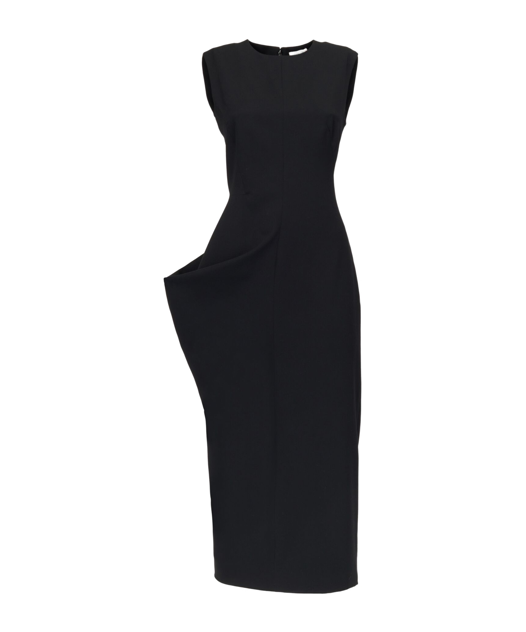 Shop Alexander Mcqueen Asymmetric Wool Pencil Dress In Black