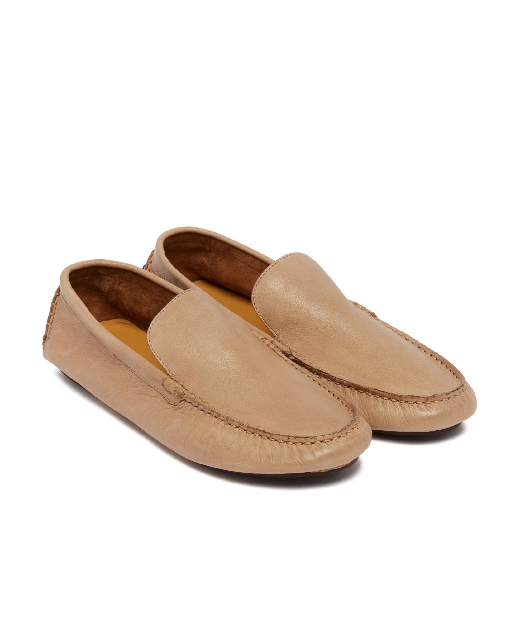 The Row Lucca Leather Moccasins In Nude