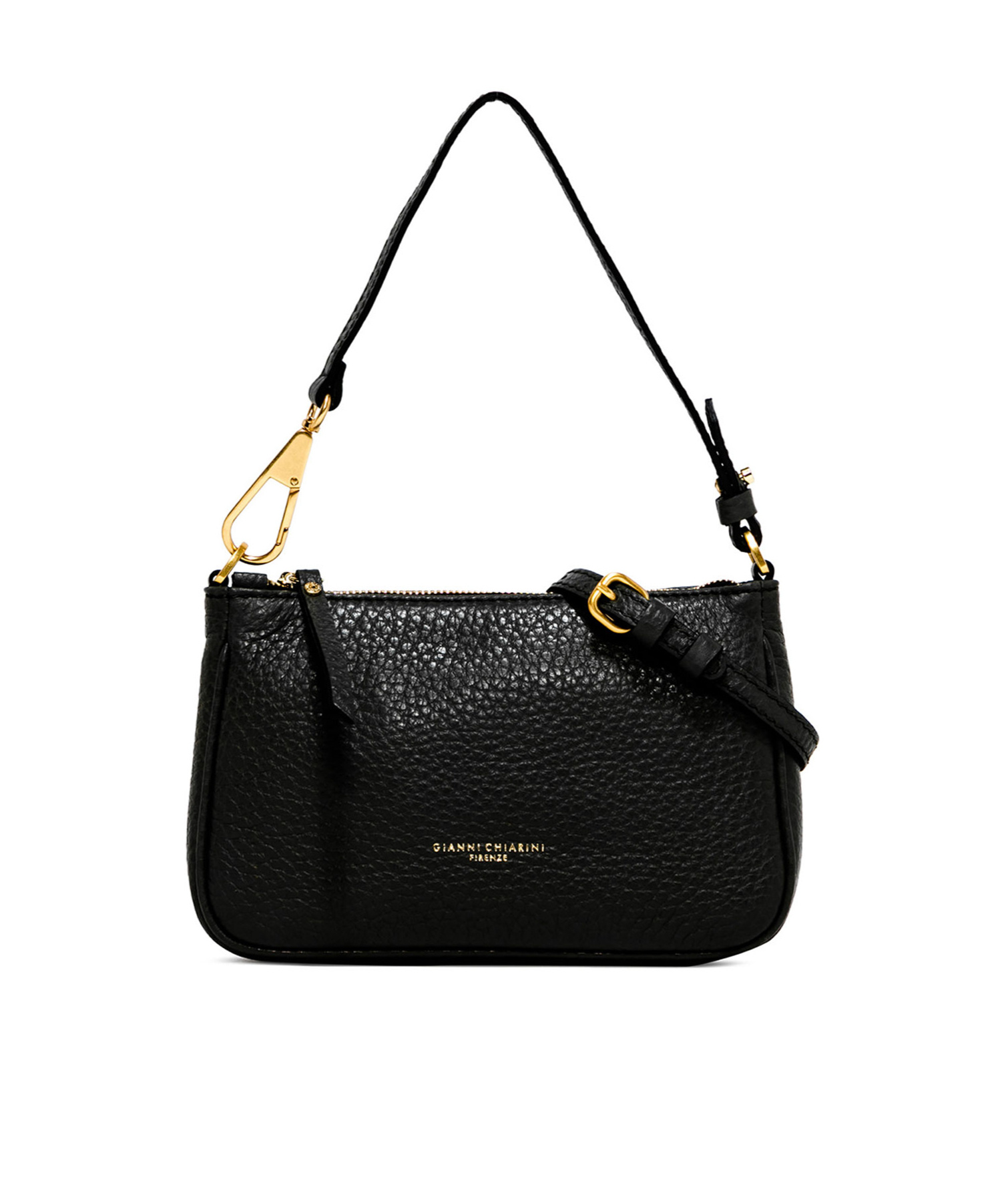 Gianni Chiarini Brooke Clutch Bag In Maxi Grain Leather In Black